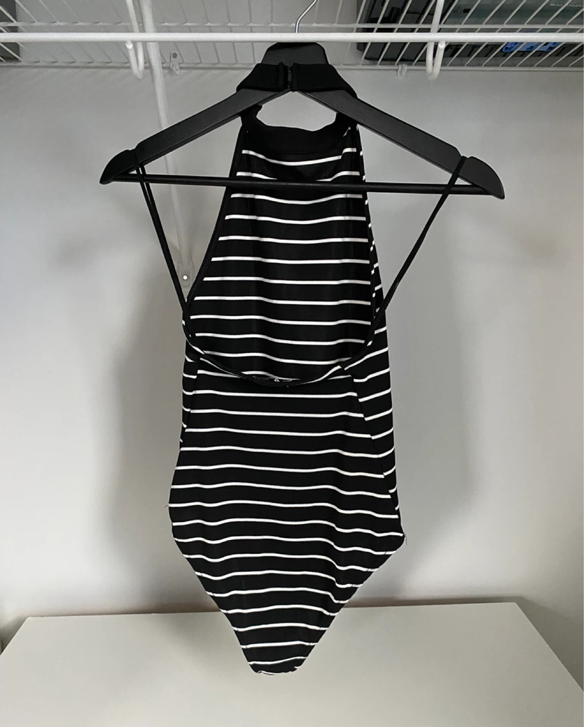 Black and White Striped Halter Bodysuit - photo 2