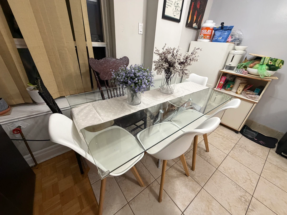 Glass top dining table