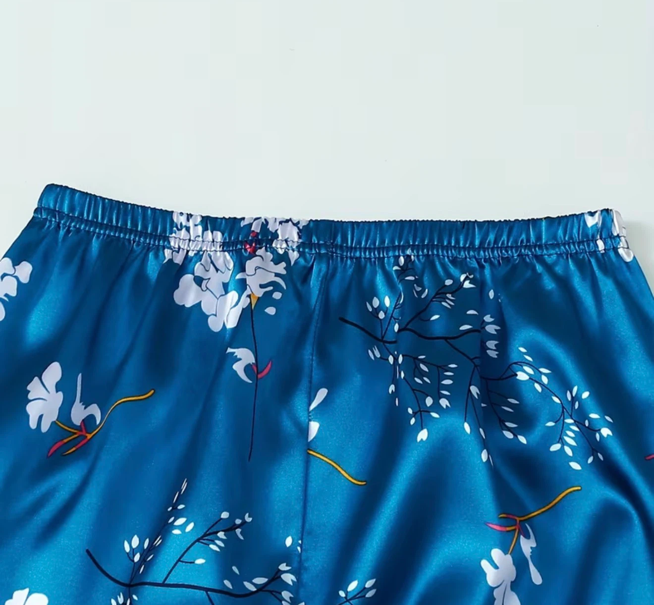 Satin woman’s Blue Floral Satin Pyjama Set - photo 4