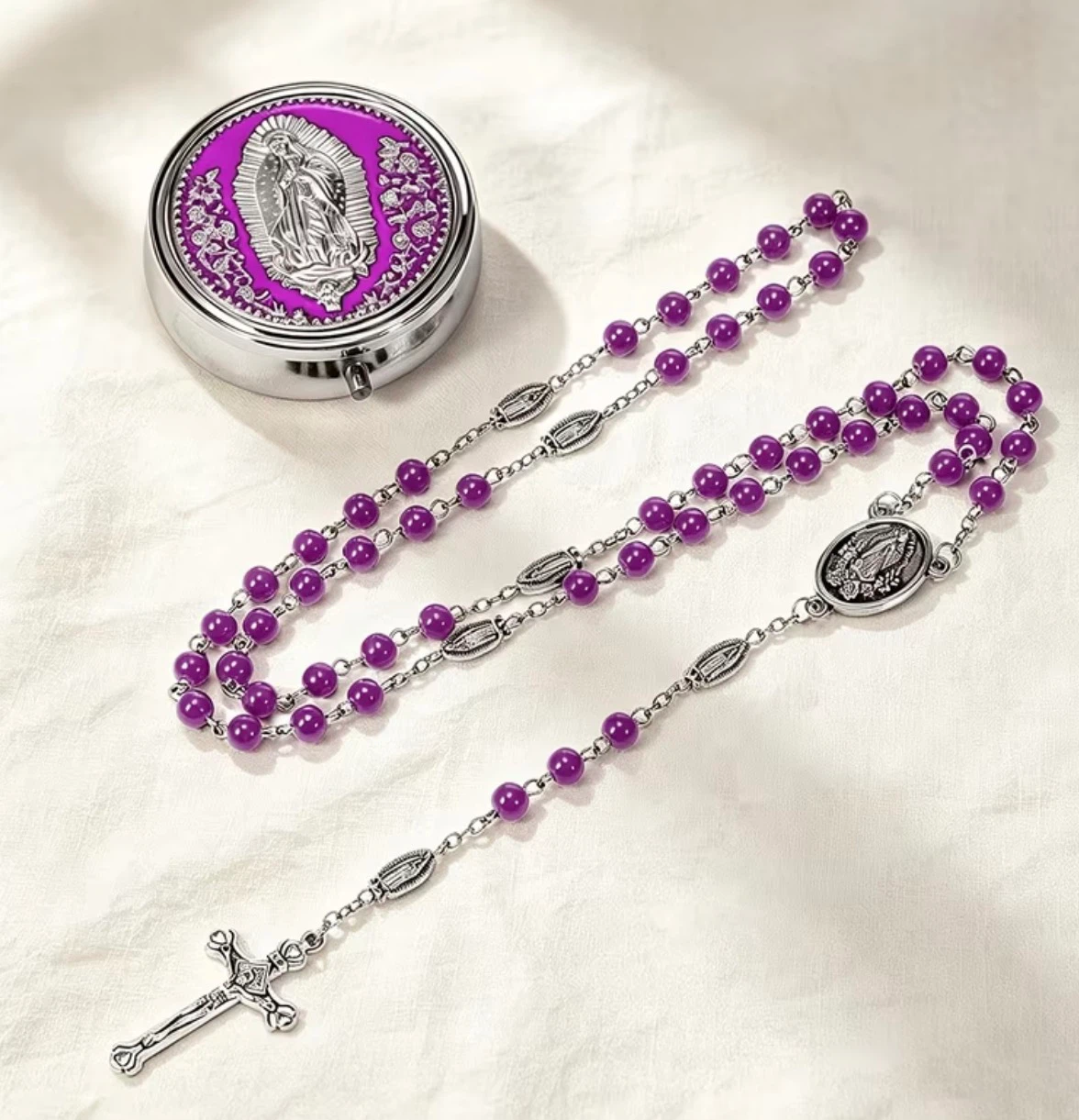 Our Lady of Guadalupe Rosary and Case gift set for holidays