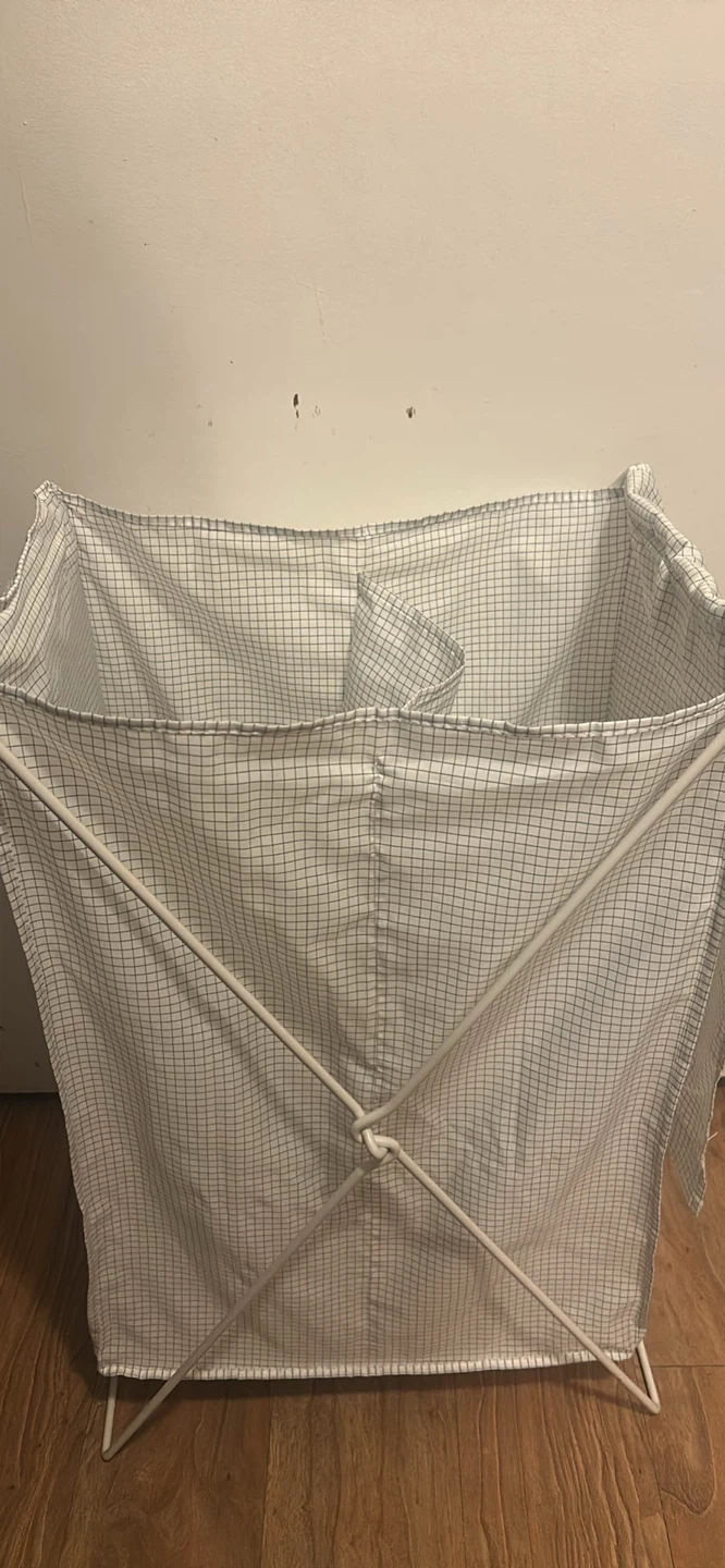 Double Laundry Hamper with White Metal Frame