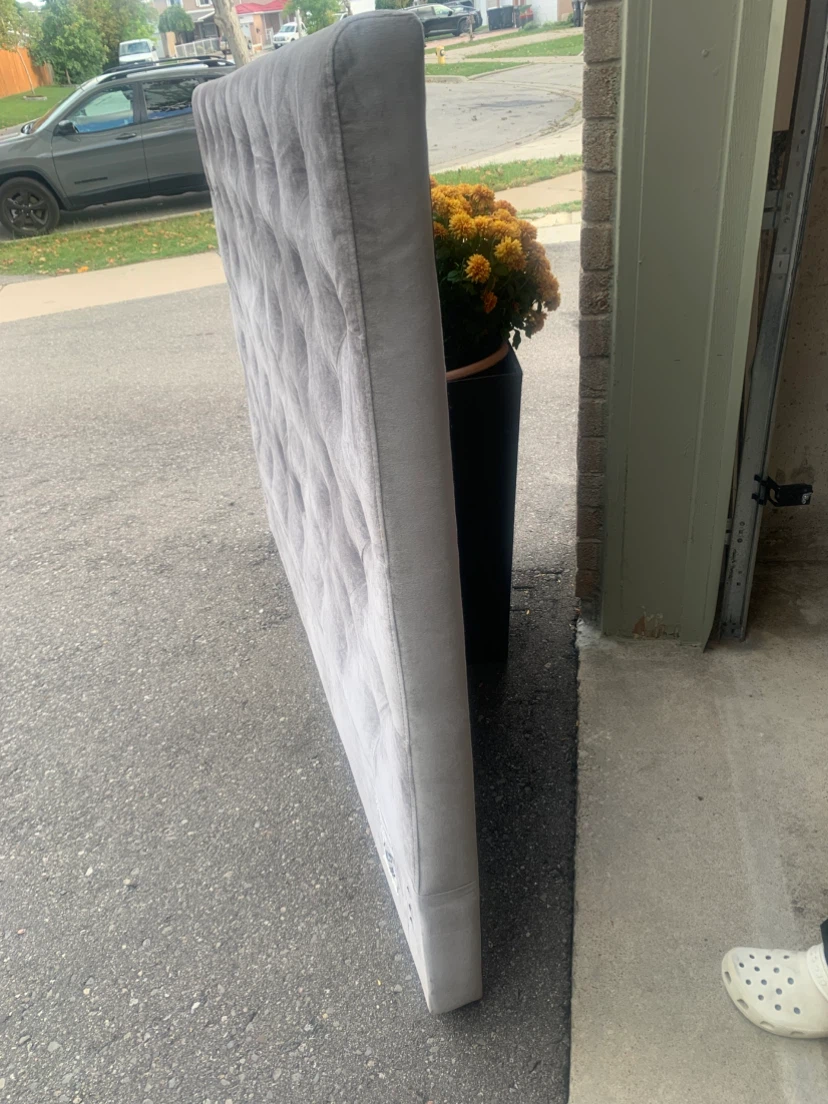 Grey Queen Size Tufted Upholstered Headboard
