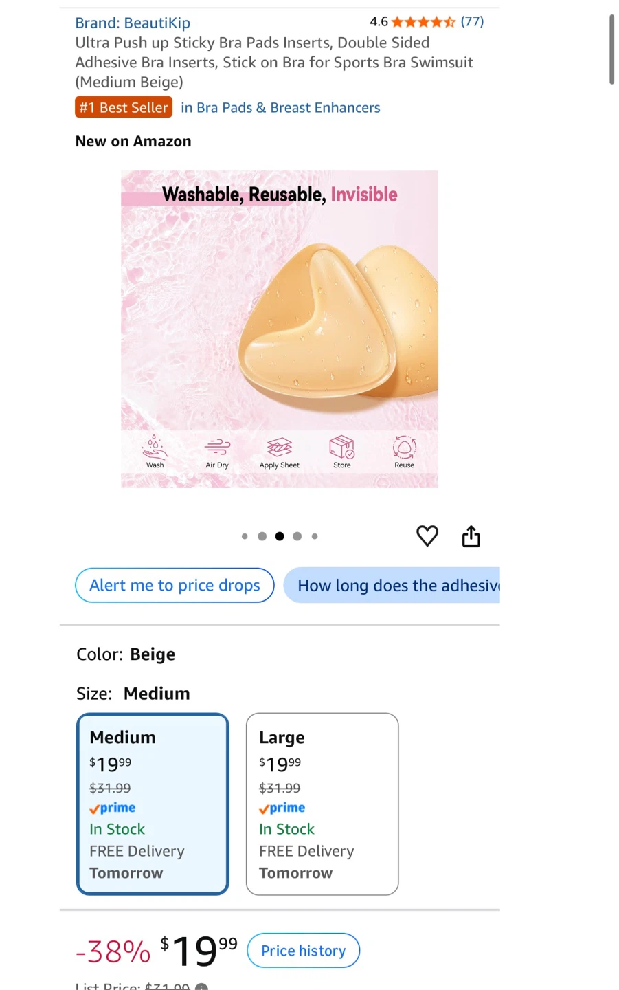 BeautiKip Ultra Push up Sticky Bra Pads - Medium - photo 4