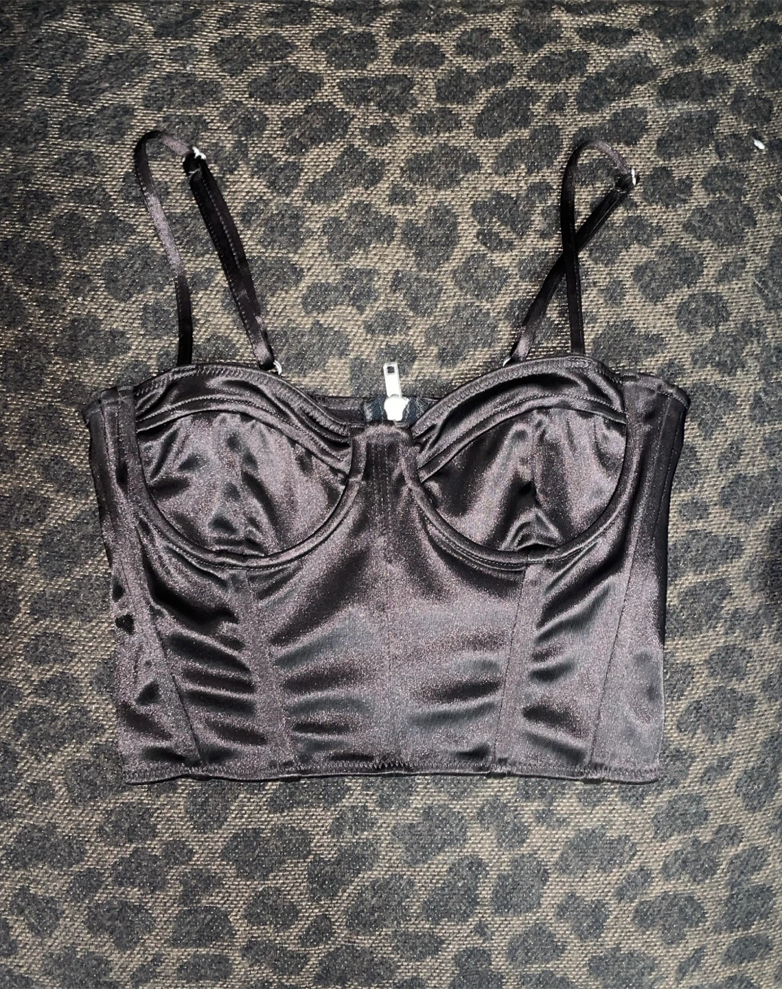 Black satin corset top