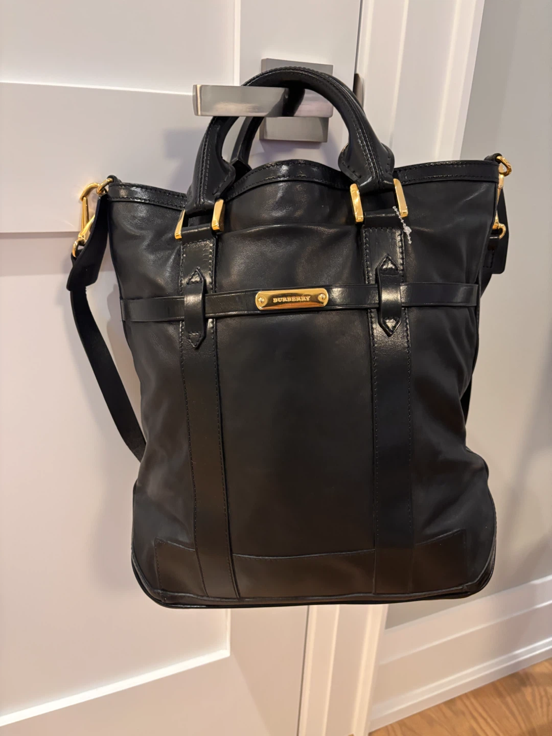 Burberry Black Leather Tote Bag