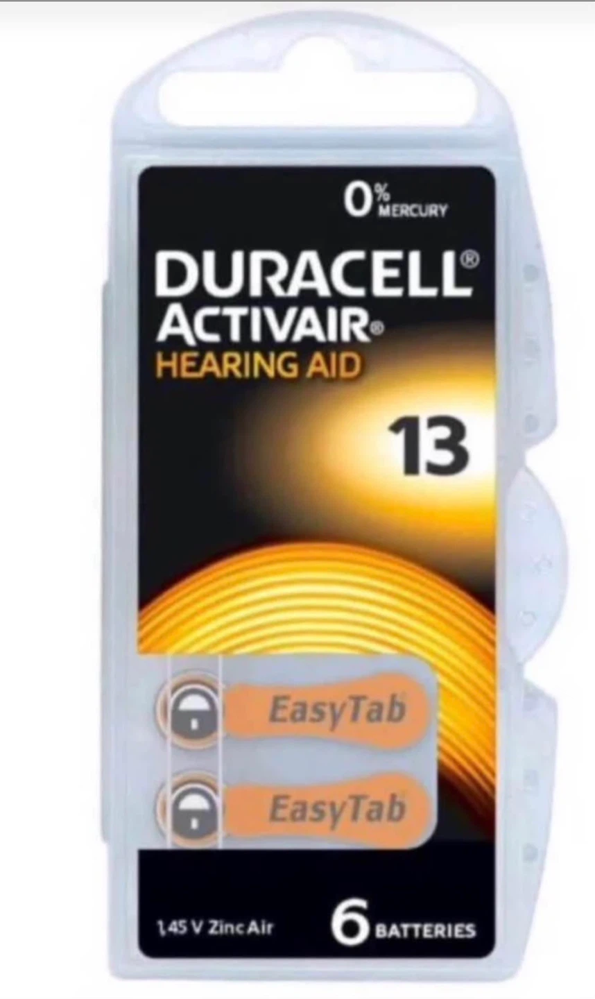 Duracell Size 13 Hearing Aid Batteries – 6 Pack