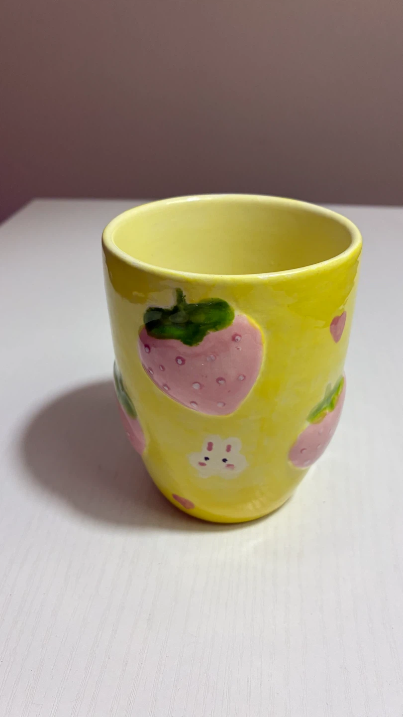 Yellow Strawberry and Bunny Ceramic Mug - photo 2