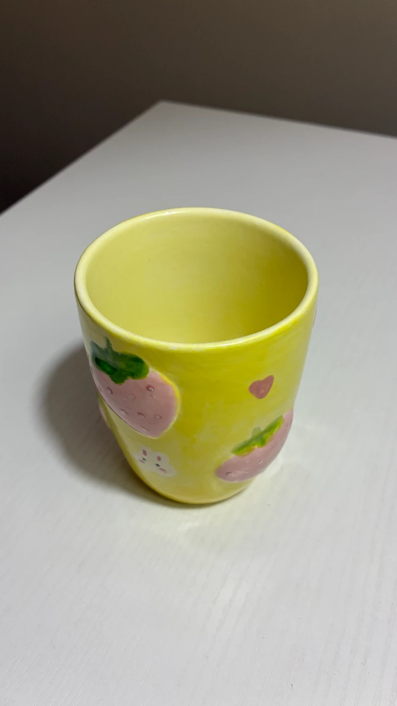 Yellow Strawberry and Bunny Ceramic Mug - photo 3