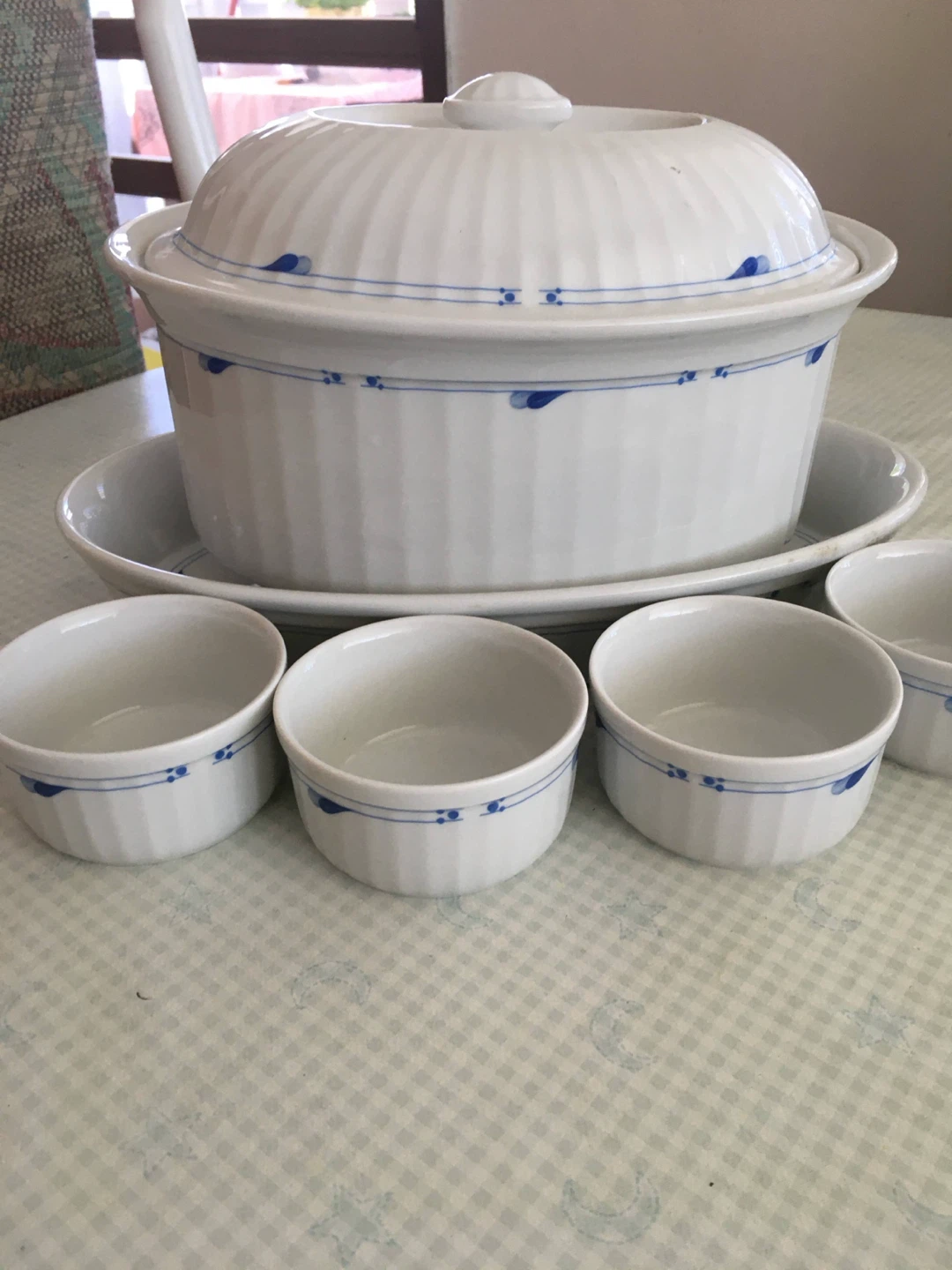 Royal Copenhagen Blue Fluted Casserole and Ramekins