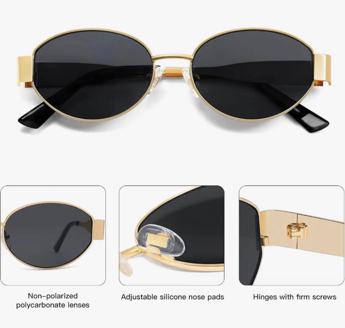 SOJOS Retro Gold Sunglasses – Women’s / Men’s- open box - photo 2
