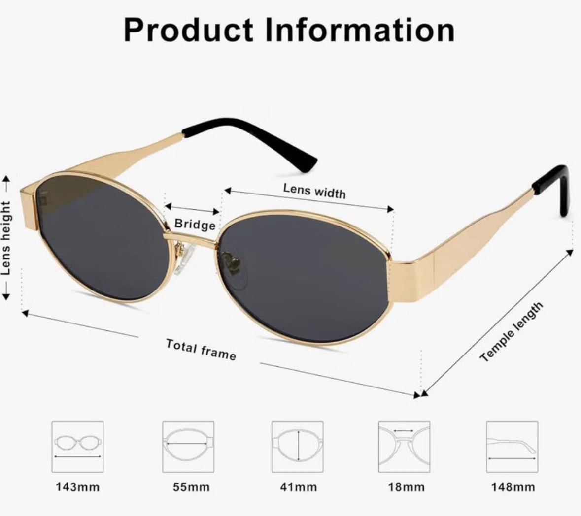 SOJOS Retro Gold Sunglasses – Women’s / Men’s- open box - photo 3