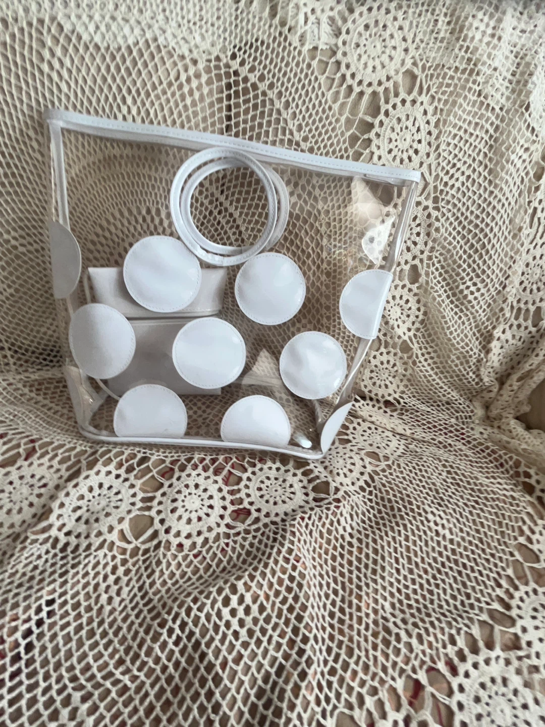 Clear Polka Dot Tote Bag, new, never used