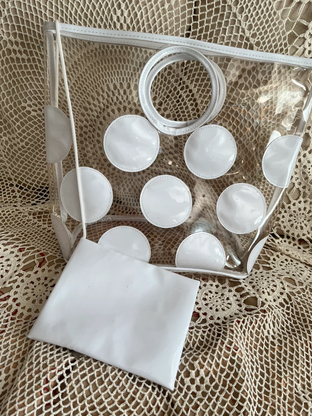 Clear Polka Dot Tote Bag, new, never used - photo 2