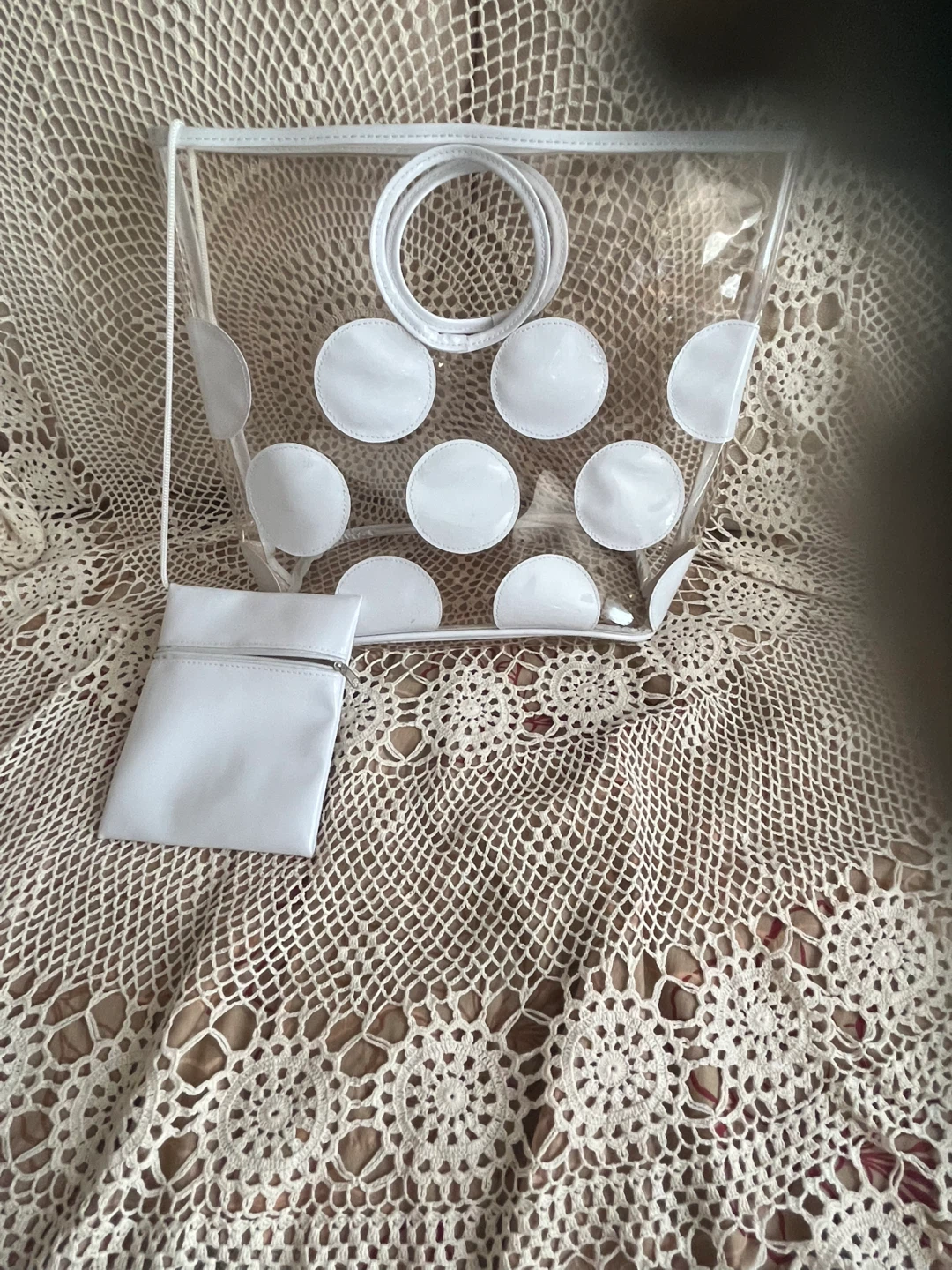 Clear Polka Dot Tote Bag, new, never used - photo 5