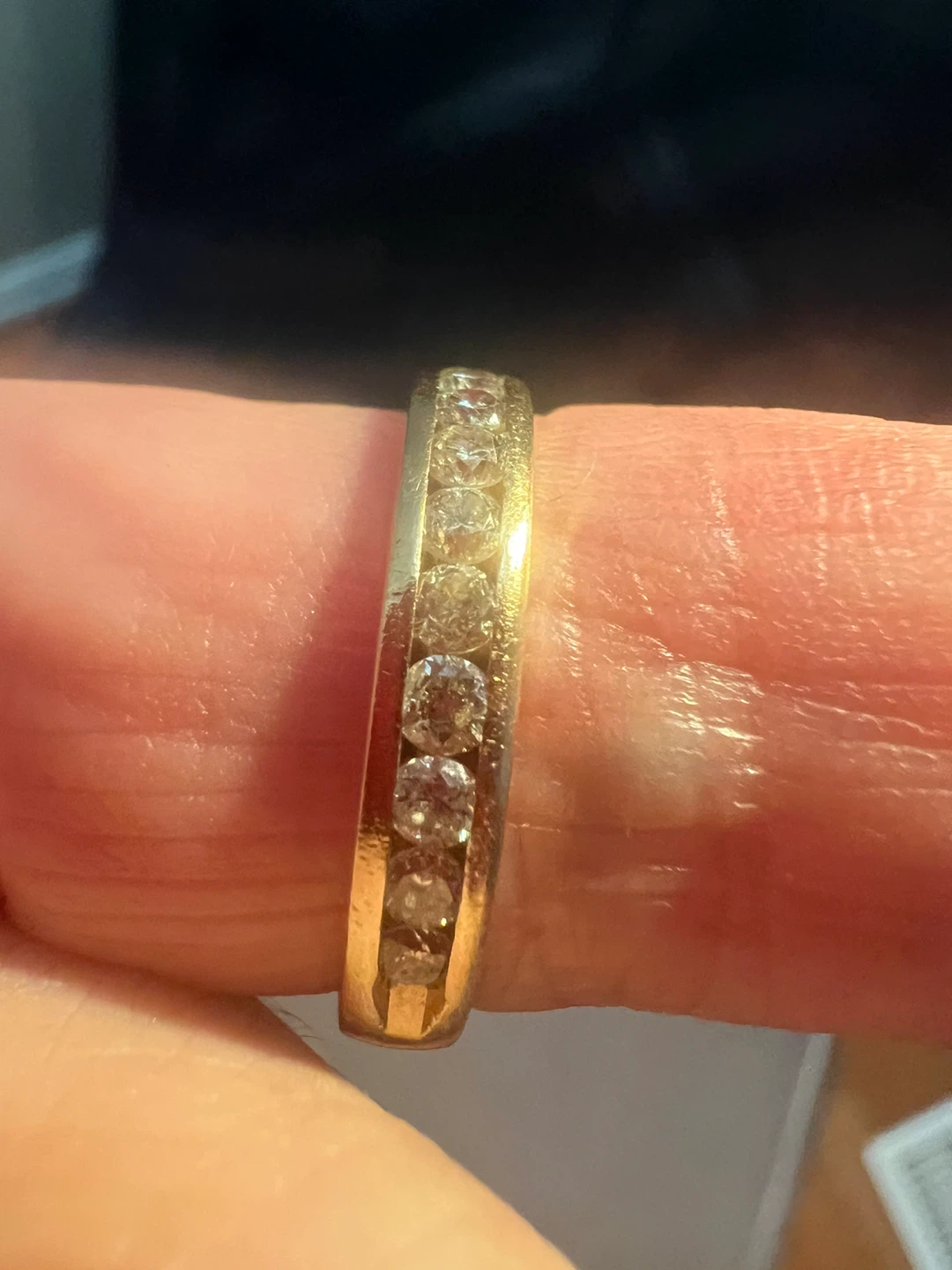 14 k Gold Diamond Channel Set Band Ring