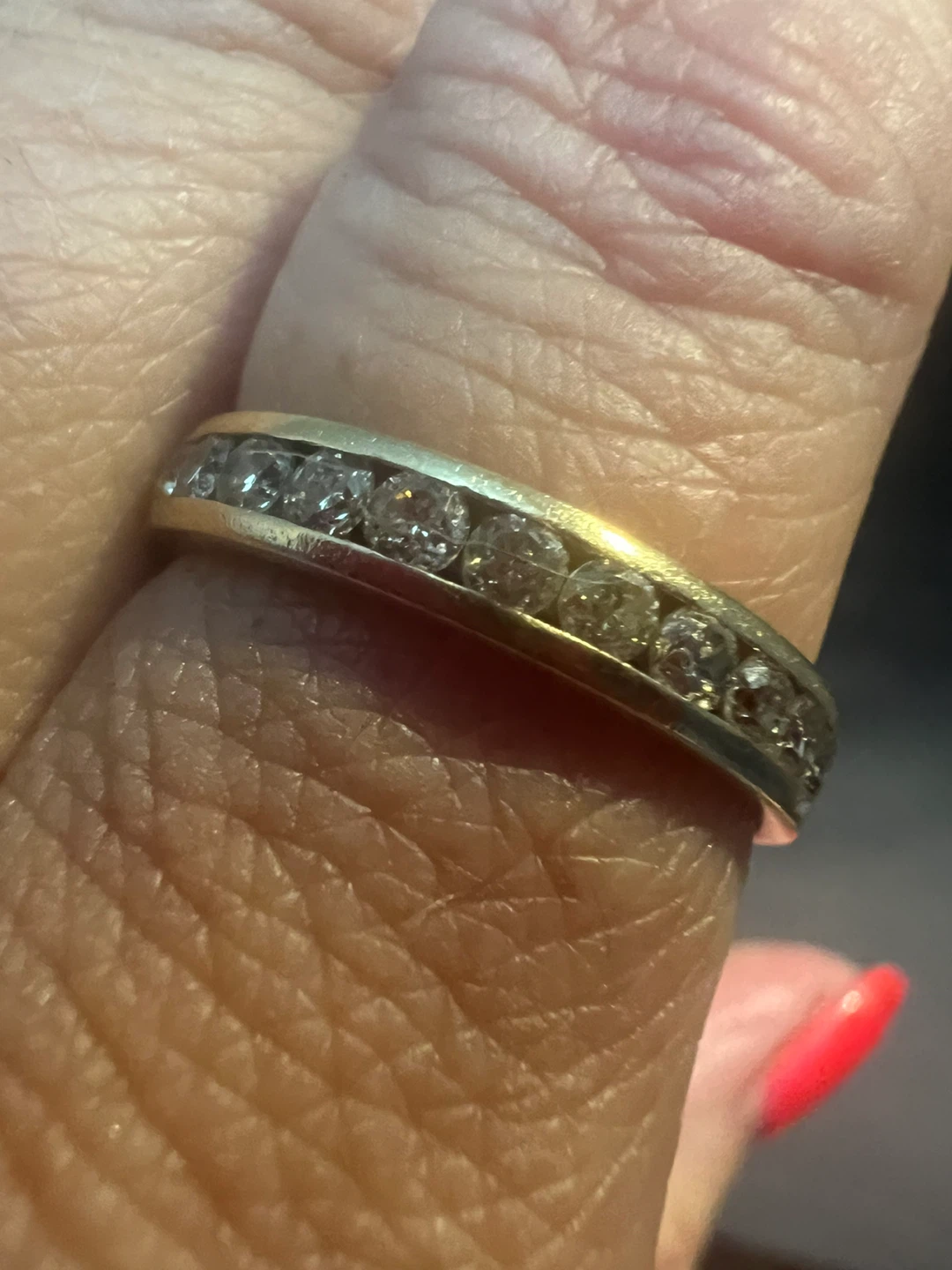 14 k Gold Diamond Channel Set Band Ring - photo 2