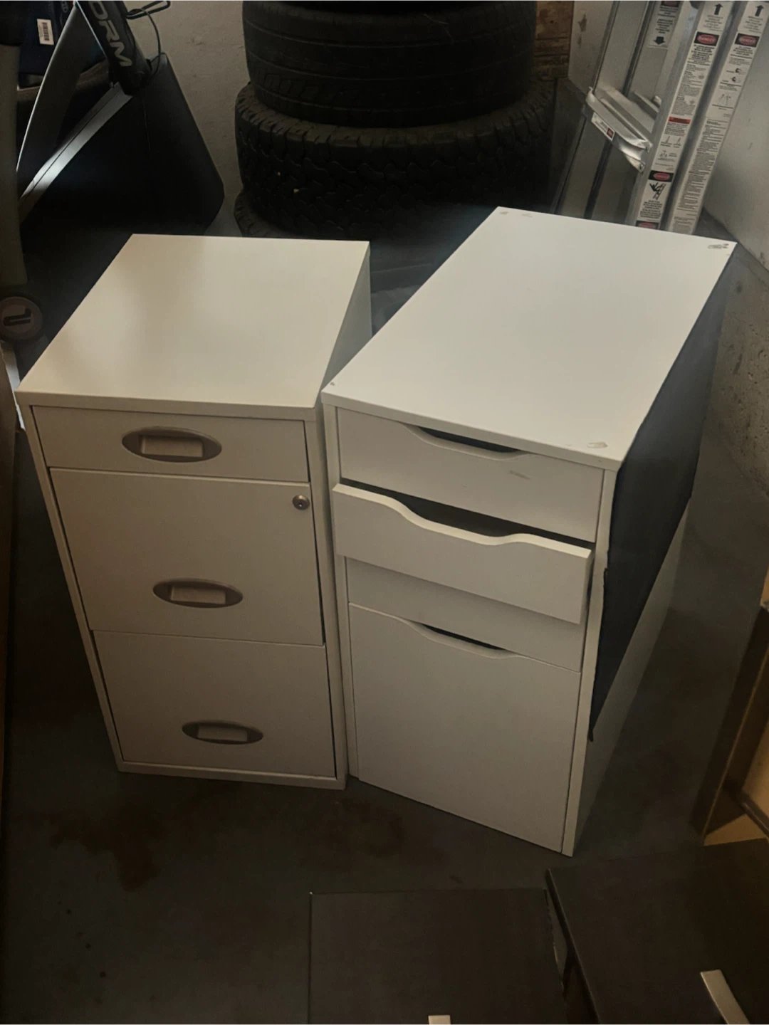 Two White Filing Cabinets