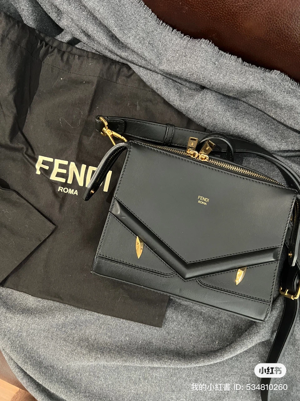 Fendi Roma Black Leather Crossbody Bag
