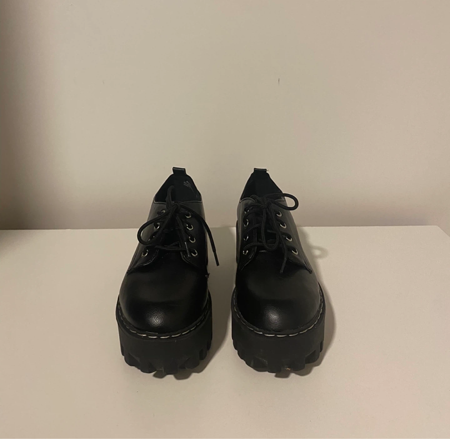 Black Platform Lace-Up Shoes