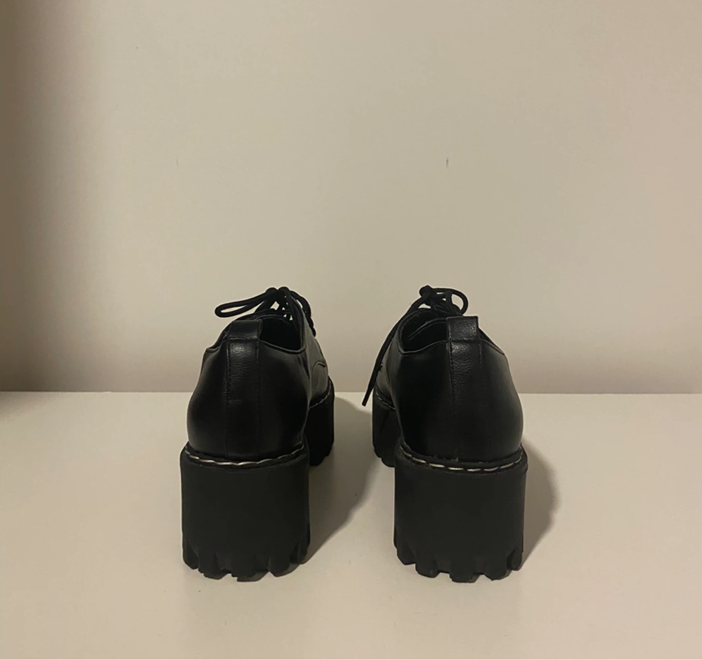 Black Platform Lace-Up Shoes - photo 4