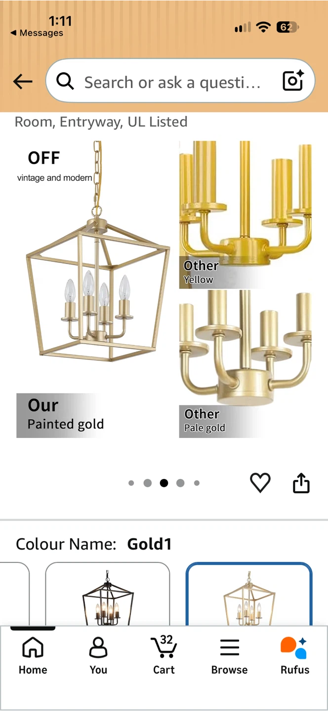 Industrial 4-Light Gold Lantern Chandelier - photo 4