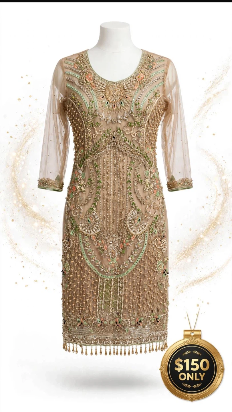 Embroidered Velvet and Net Formal Tunics