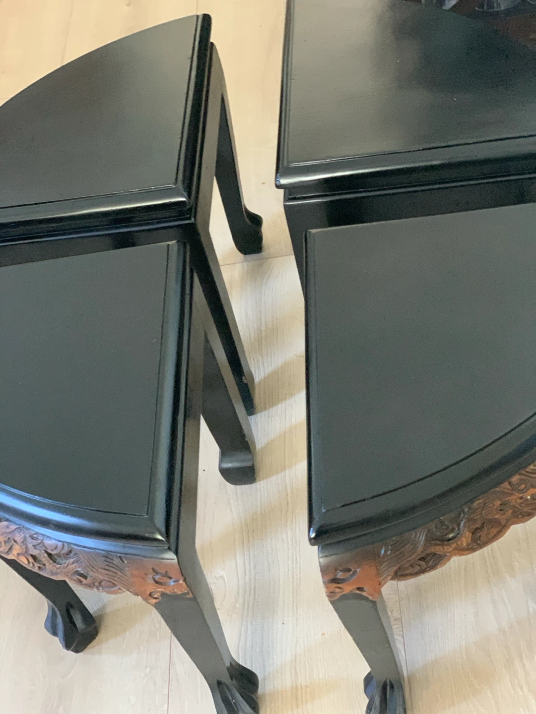 Vintage Chinese Carved Wood Nesting Tables - photo 3