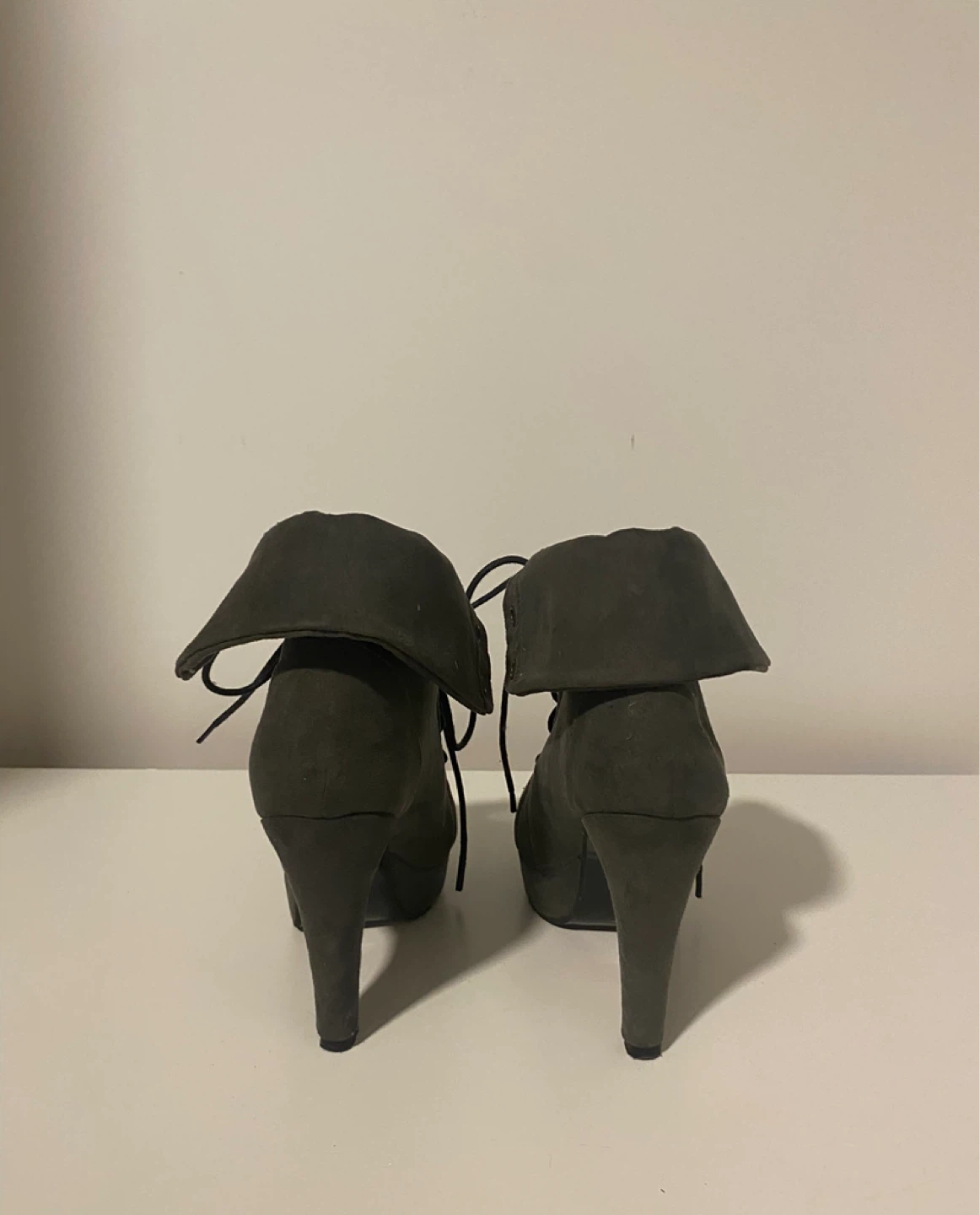 Grey Lace-Up Platform Ankle Boots - photo 4