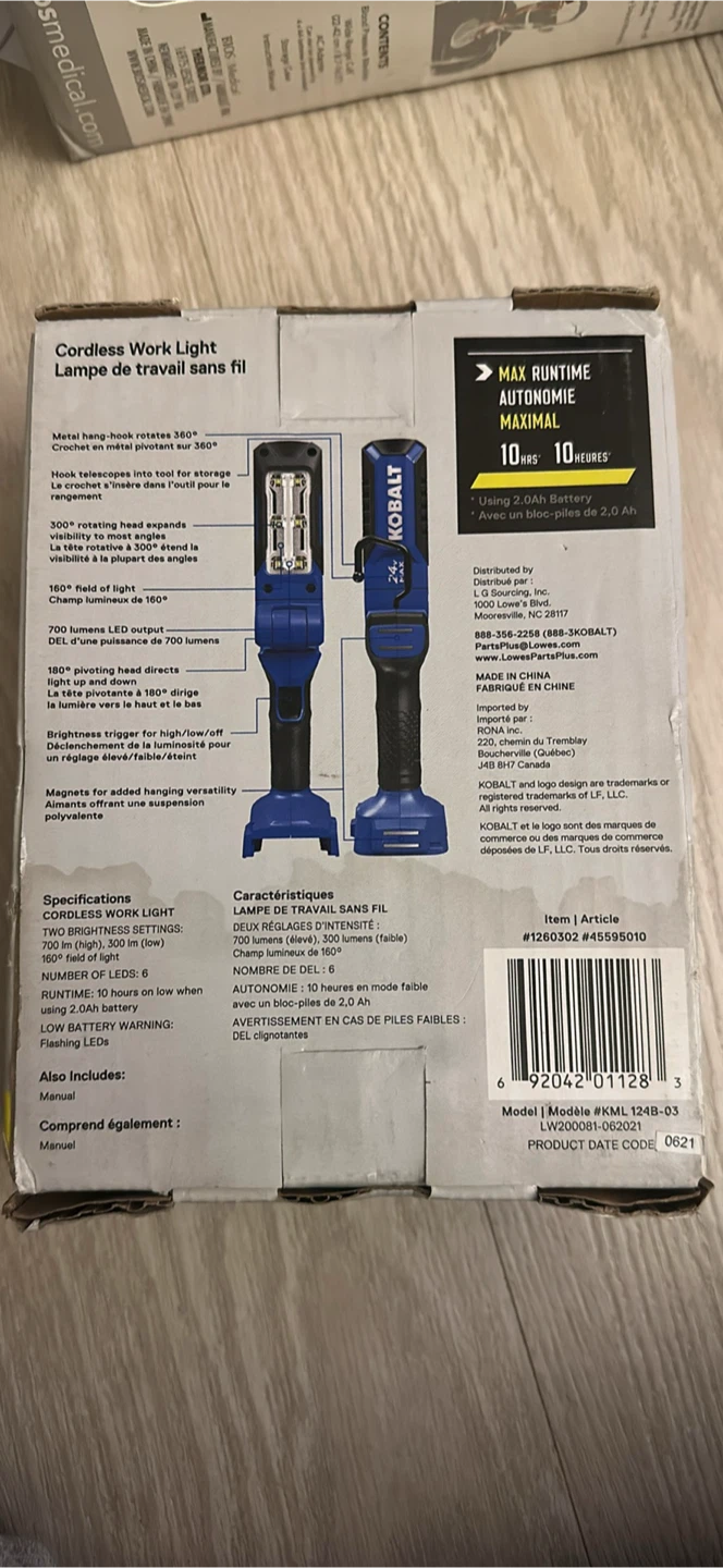 New - Kobalt 24V Max Cordless LED Work Light - photo 3