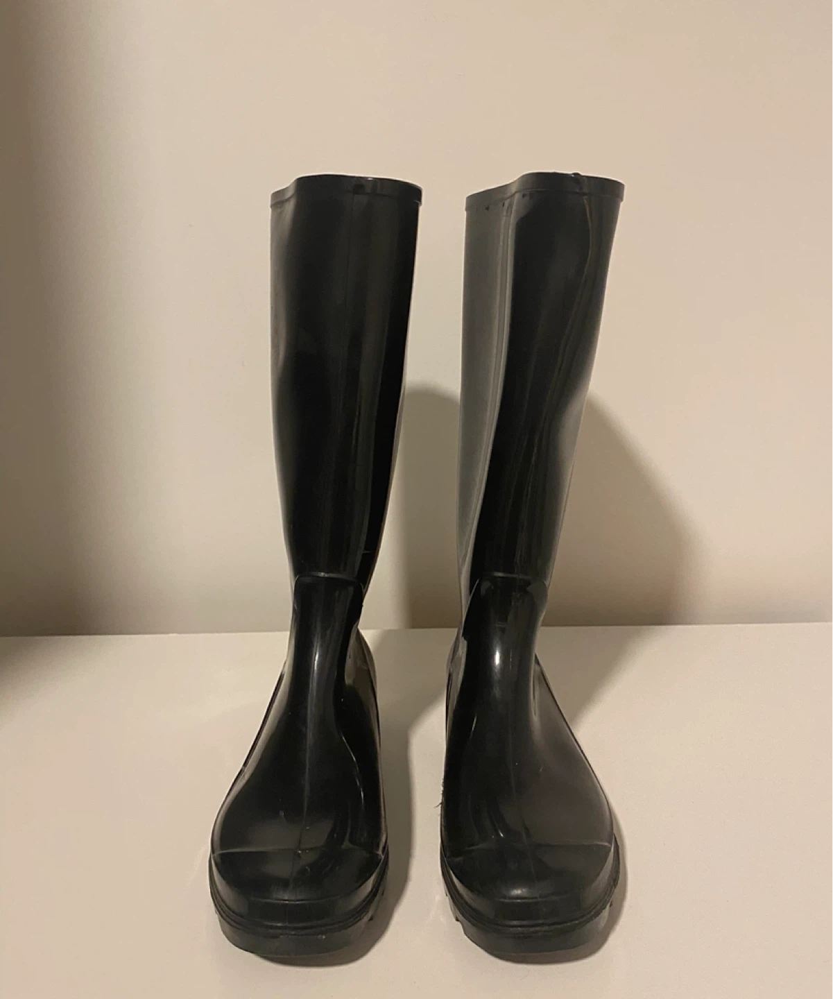 Classic black rubber rain boots