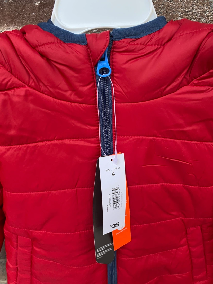 Joe Fresh Red Puffer Jacket kids Size 4 - photo 2