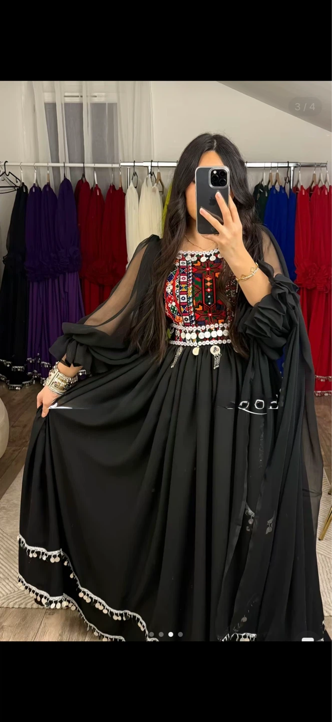 Afghan Style Traditional Black Dress