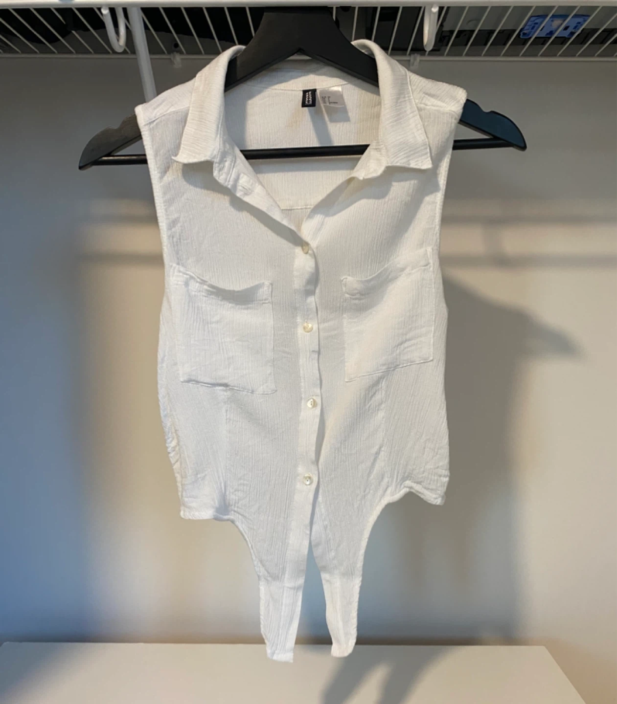 White Tie-Front Sleeveless Top