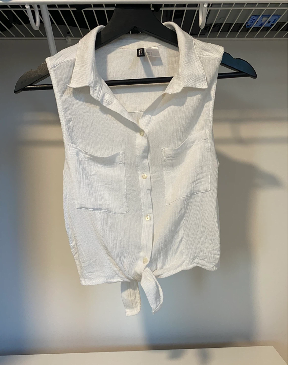 White Tie-Front Sleeveless Top - photo 2