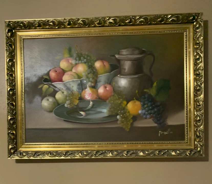 Still Life Oil Painting with Gold Frame