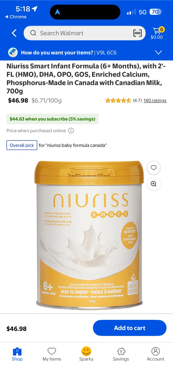 Niuriss Smart Infant Formula 6+ Months