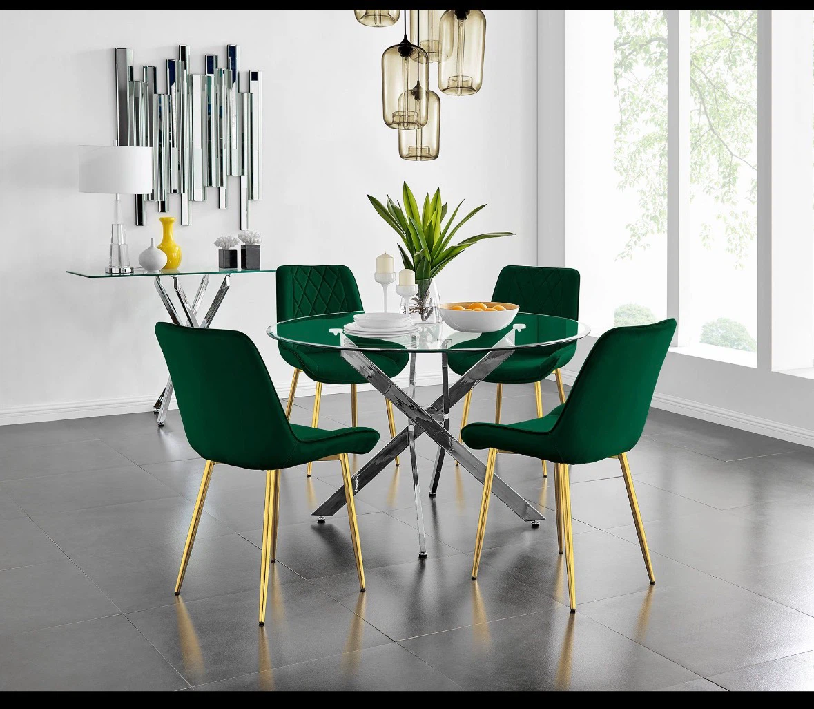 Brand New Silver Chrome Dining Table Base for 40” GlassTop