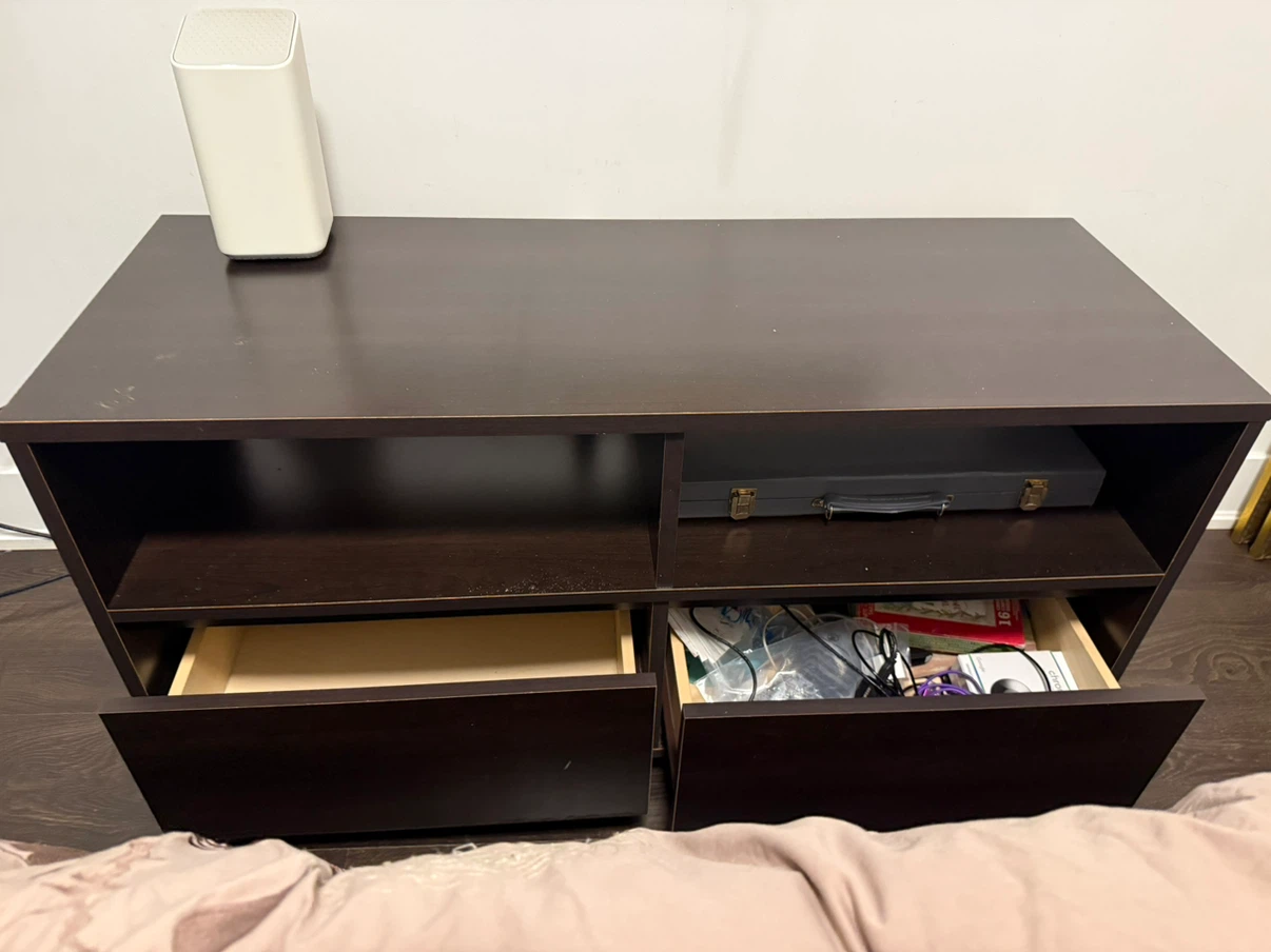 Dark Brown TV Stand with Drawers - photo 2