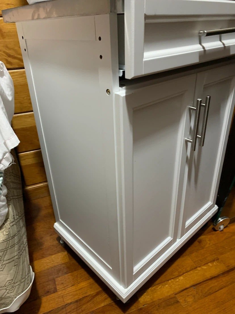 White kitchen island cart with stainless steel top - photo 3