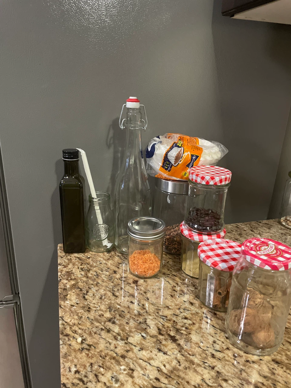 Assorted Glass Jars, Bottles and Coffee Filters