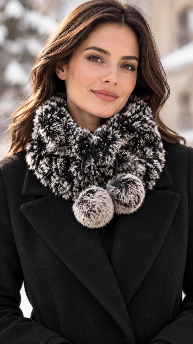 Gray and Black Faux Fur Neck Warmer - photo 2