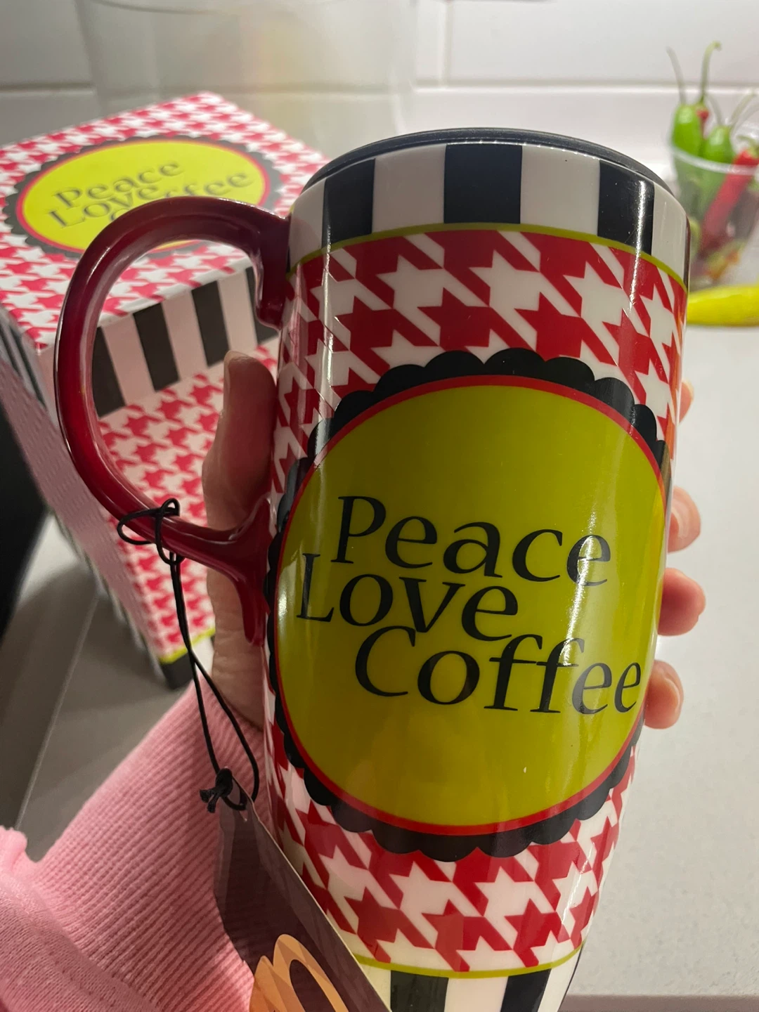 NEW! Peace Love Coffee Latte Travel Mug