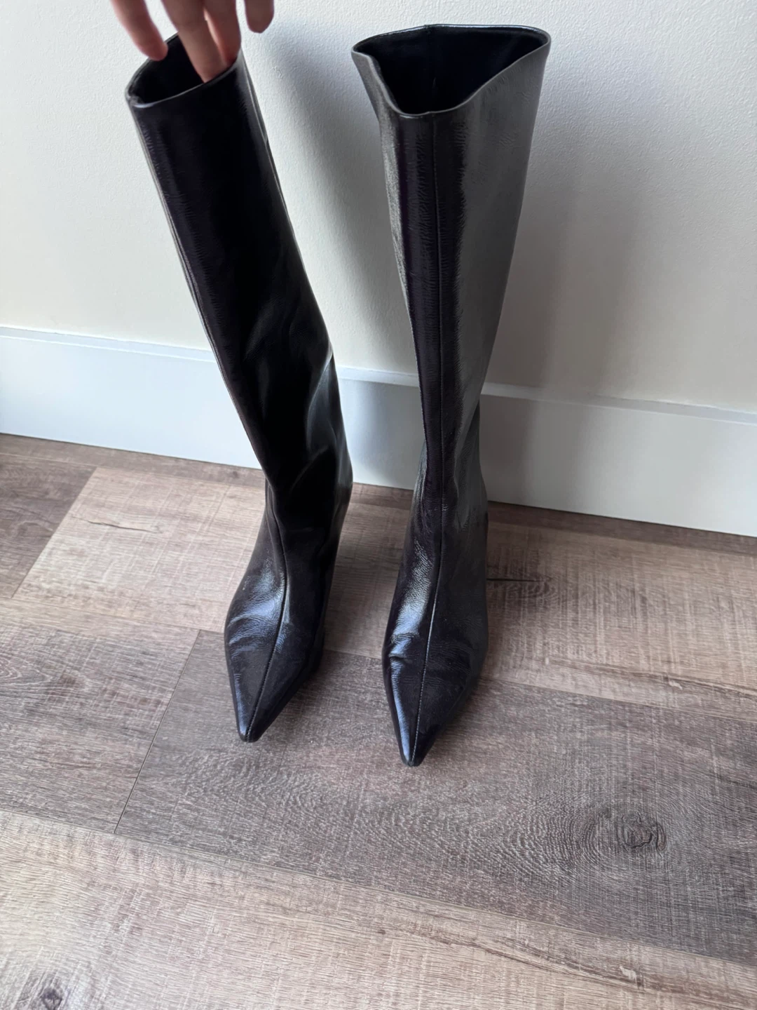 Zara Brown Patent Knee-High Boots size 39 (size 8)