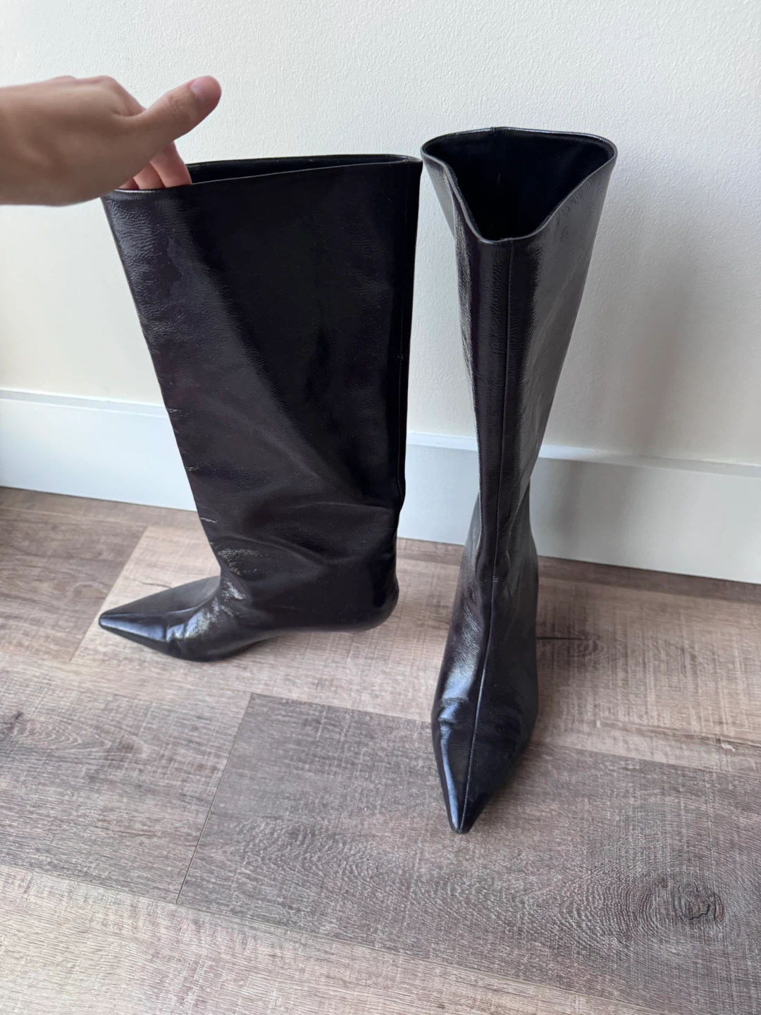 Zara Brown Patent Knee-High Boots size 39 (size 8) - photo 2