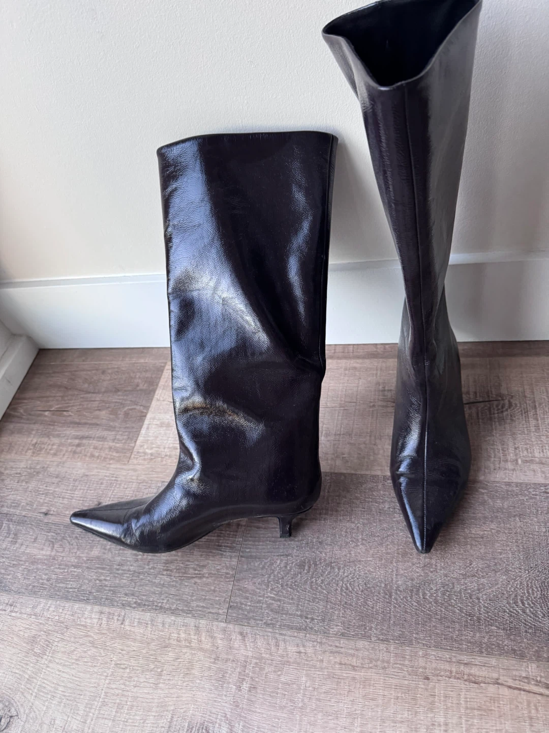 Zara Brown Patent Knee-High Boots size 39 (size 8) - photo 3