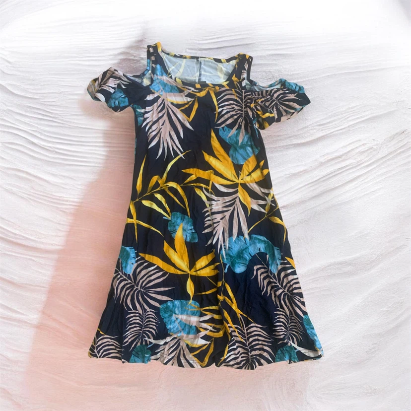 Tropical Print Cold Shoulder Dress