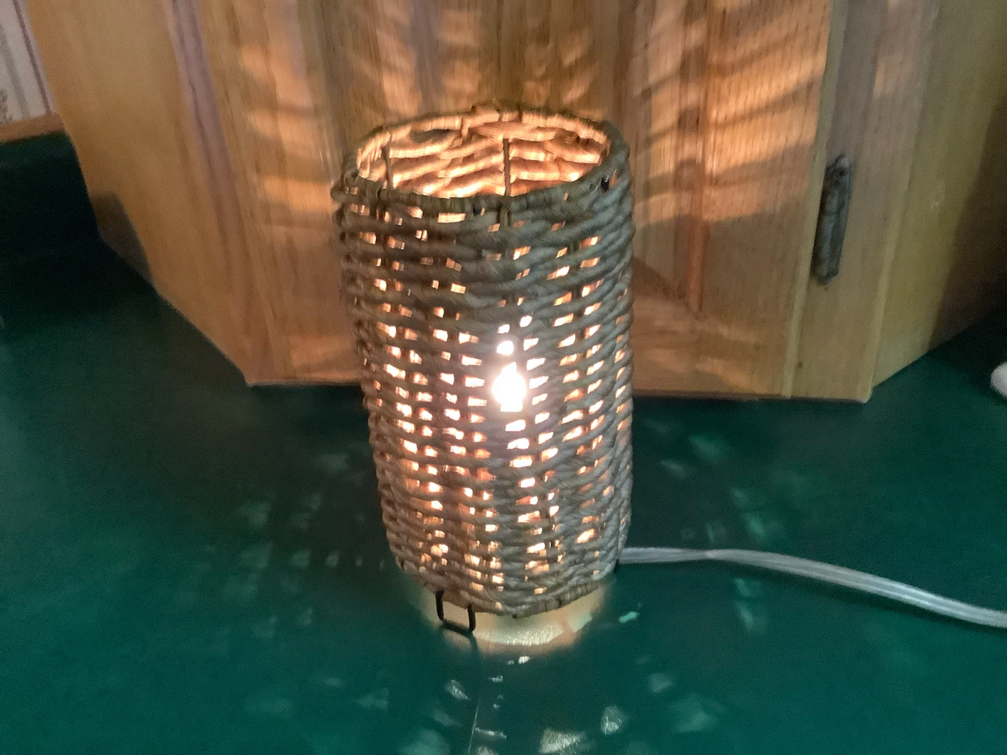 Vt Cylindrical Woven Wicker Accent Table Lamp 🐞 - photo 4