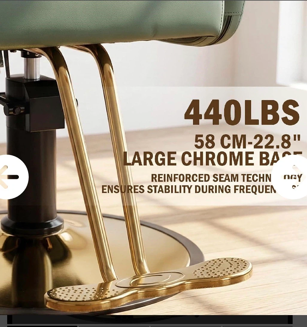 Multifunctional Green and Gold Barber Chair - photo 5