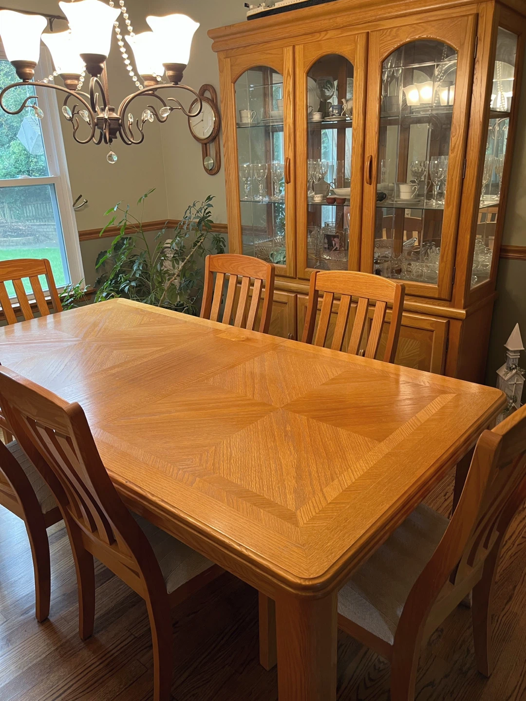 2-Piece Brown Wood Dining Table & China Cabinet Set - photo 2