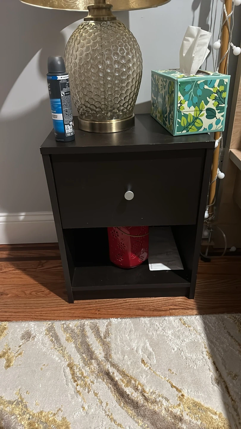 Black Nightstand with Drawer